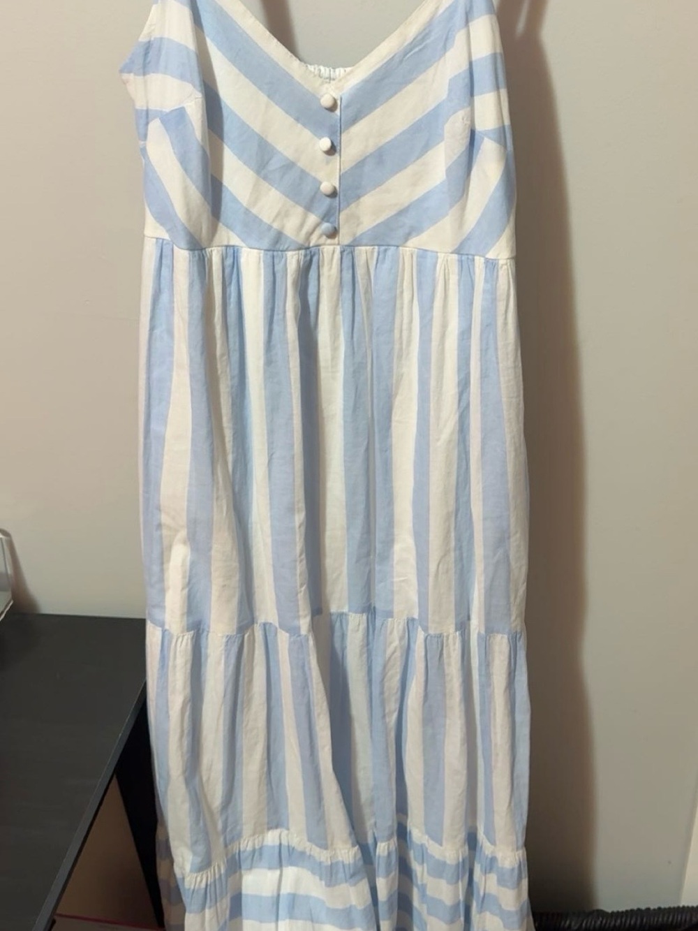 LC Lauren Conrad Light Blue and White Striped Maxi Dress